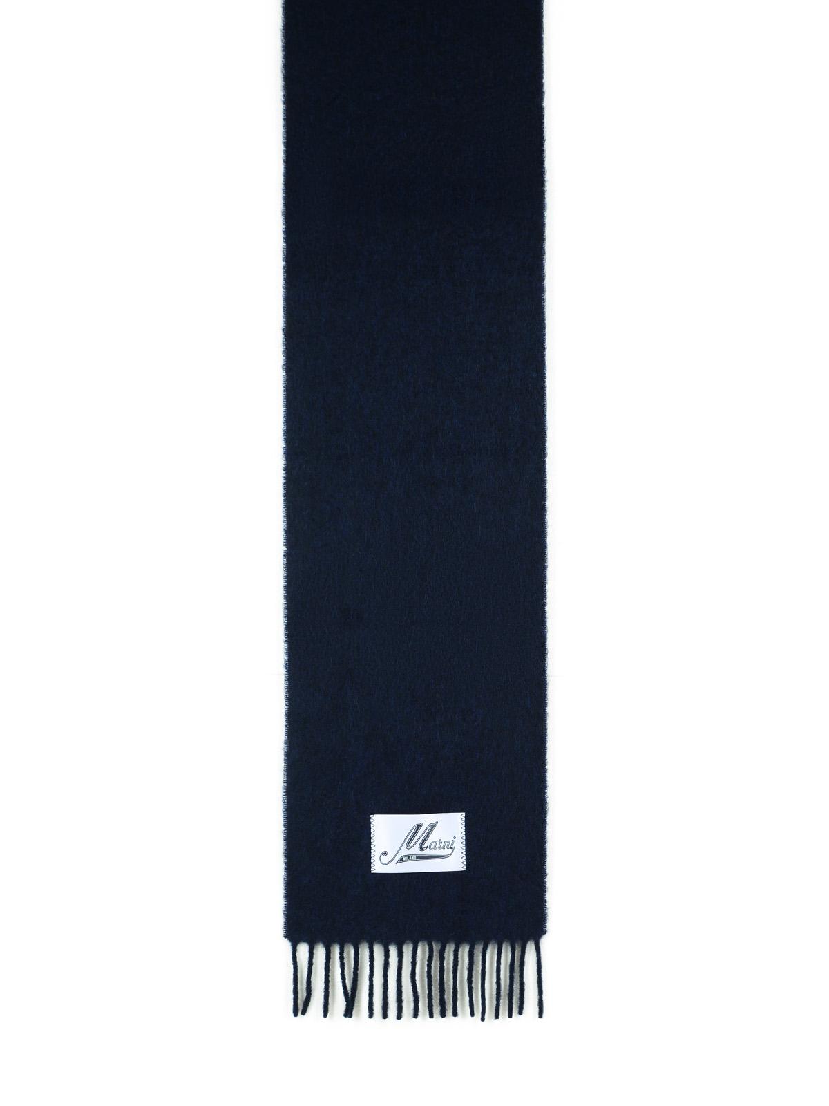 Marni Dark Blue Brushed Alpaca Blend Scarf Men