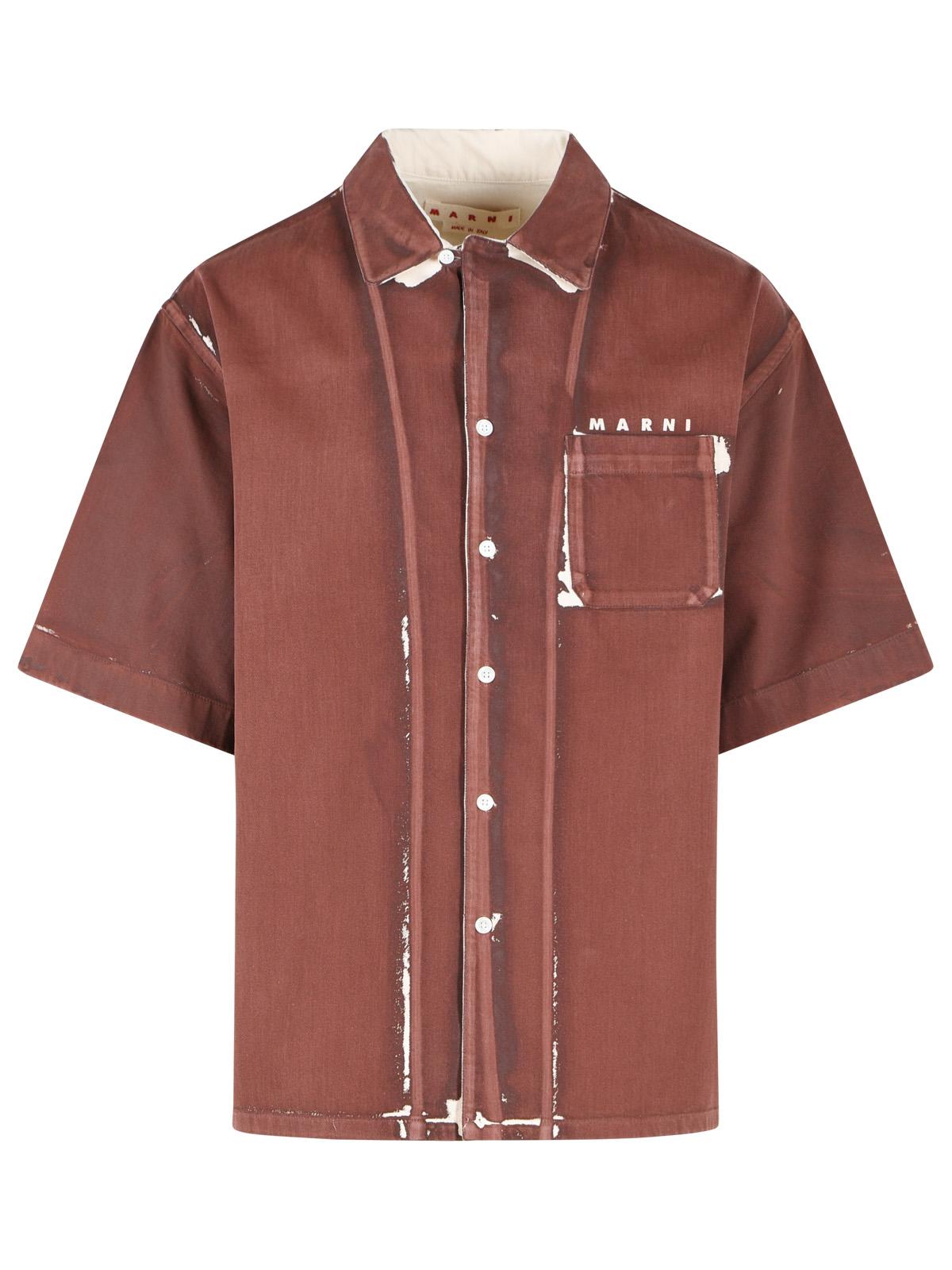 Marni Brown Cotton Shirt Men MARNI