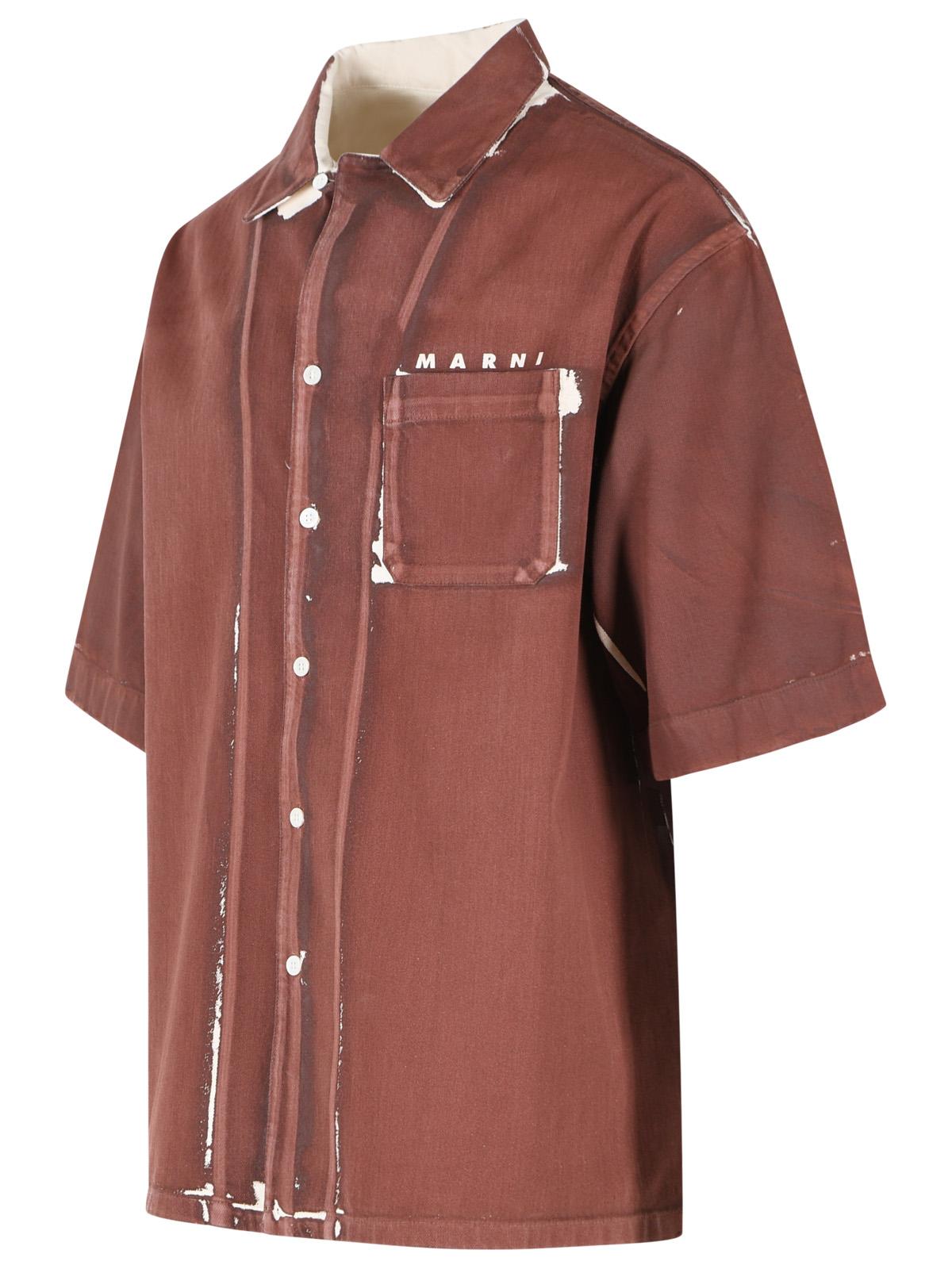 Marni Brown Cotton Shirt Men MARNI