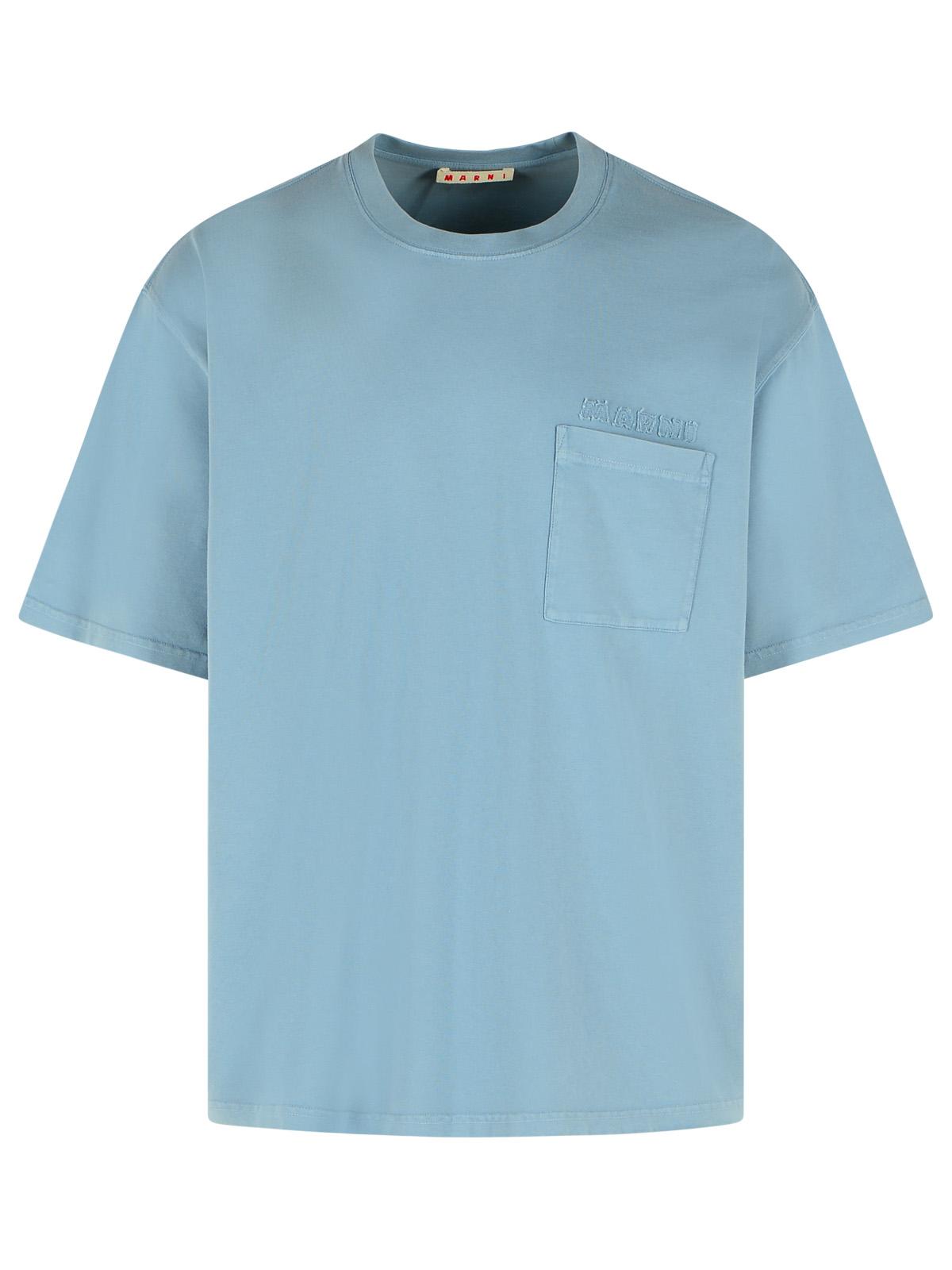 Marni Light Blue Cotton T-Shirt Men MARNI