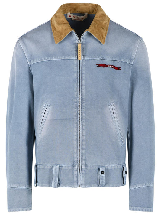 Marni Light Blue Cotton Jacket Men