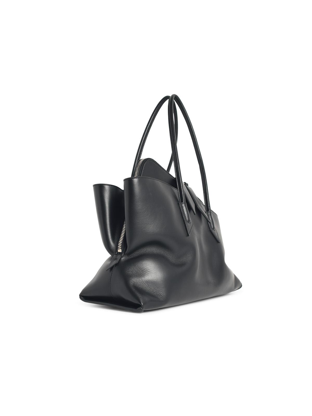 The Attico Medium 'La Passeggiata' Black Leather Bag Women THE ATTICO