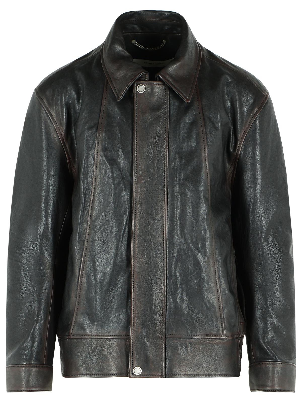 Golden Goose 'Prince' Brown Leather Bomber Jacket Men GOLDEN GOOSE