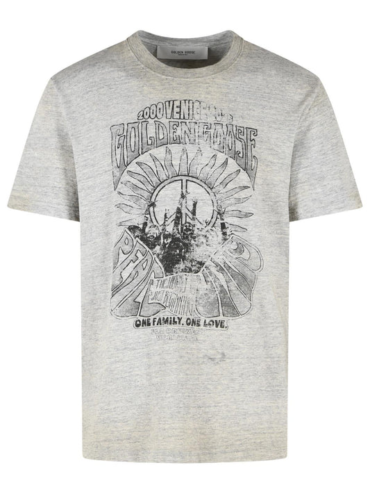 Golden Goose Mélange Grey Cotton T-Shirt Men GOLDEN GOOSE