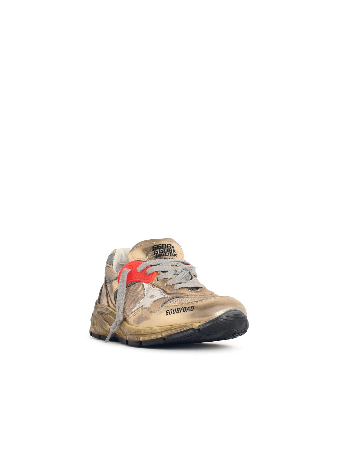Golden Goose 'Running Dad' Gold And White Laminated Leather Blend Sneakers Women GOLDEN GOOSE