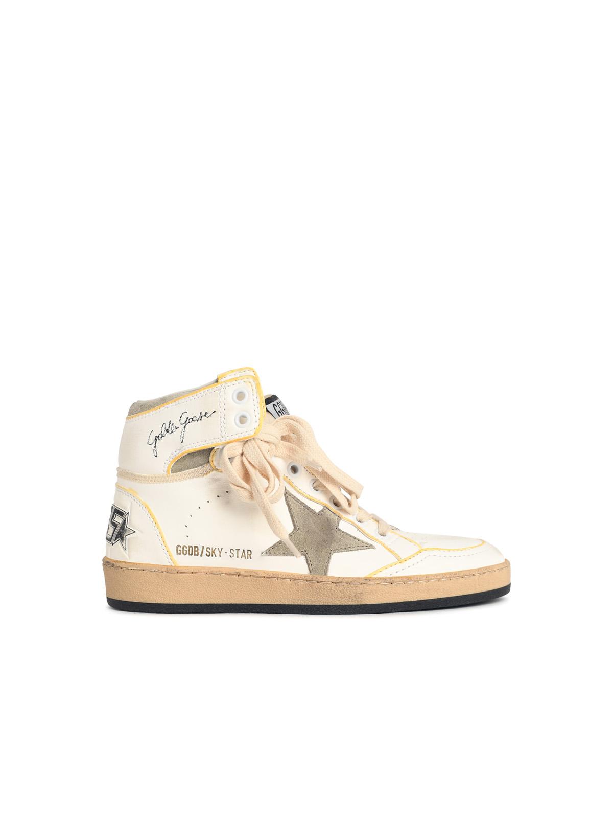Golden Goose 'Sky-Star' White Nappa Leather Sneakers With 'Taupe' Star Women GOLDEN GOOSE
