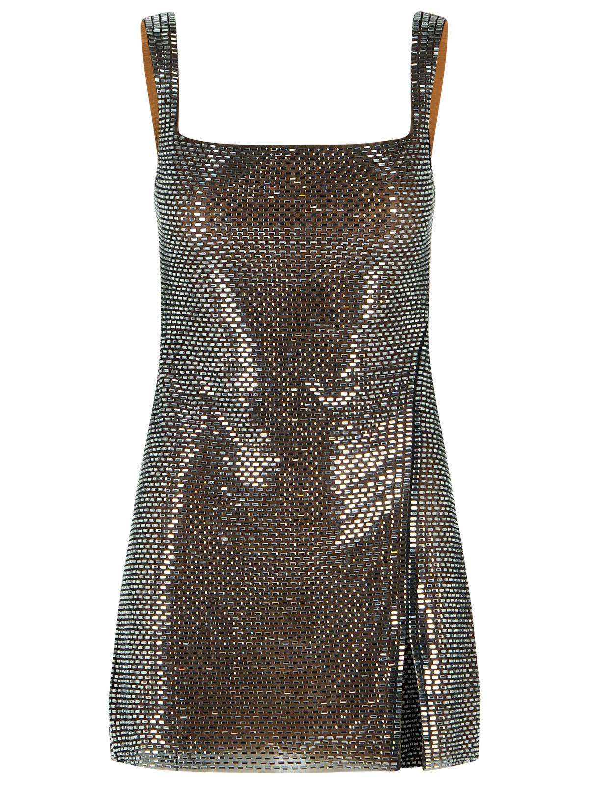 Self Portrait 'Rhinestone' Grey Polyester Dress Women SELF-PORTRAIT