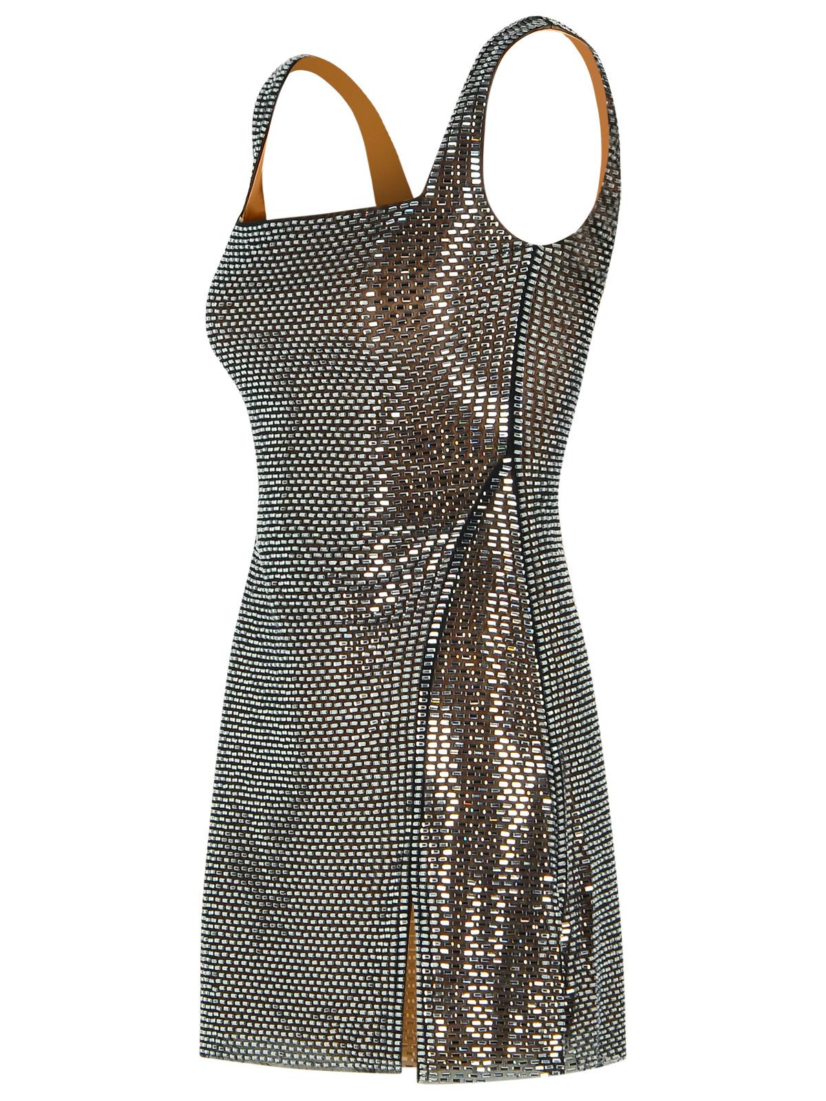 Self Portrait 'Rhinestone' Grey Polyester Dress Women SELF-PORTRAIT