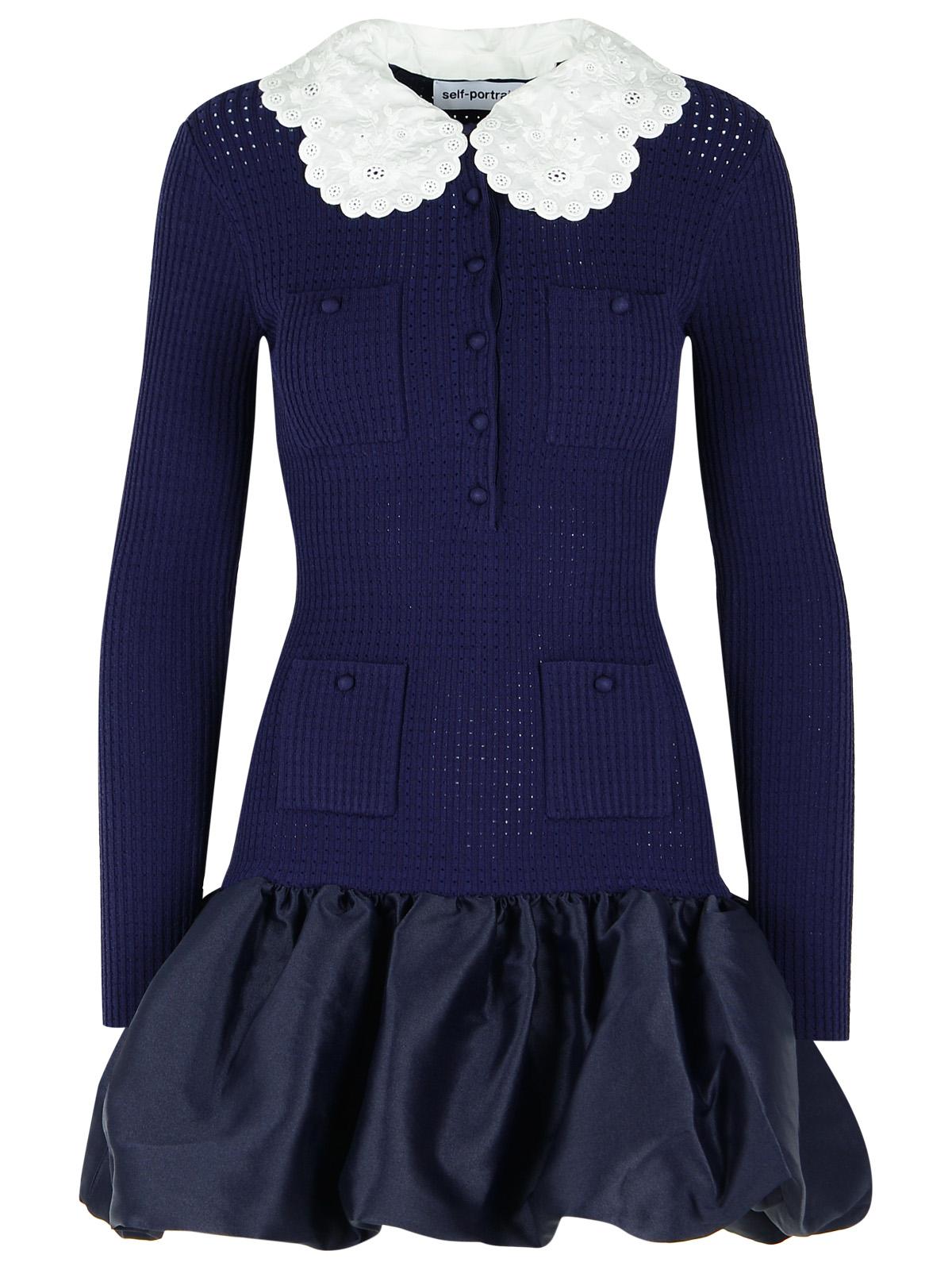 Self Portrait Navy Viscose Dress Women SELF-PORTRAIT