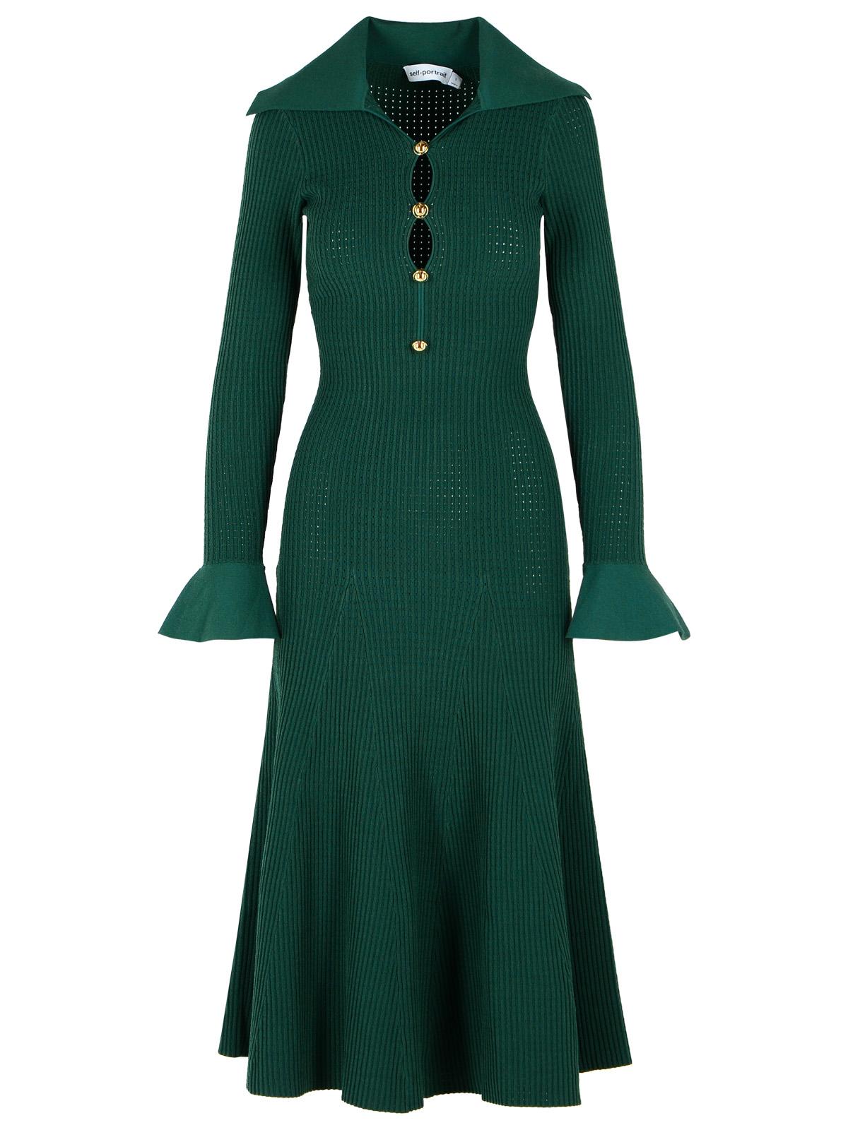 Self Portrait 'Keyhole' Dress In Green Viscose Blend Women SELF-PORTRAIT
