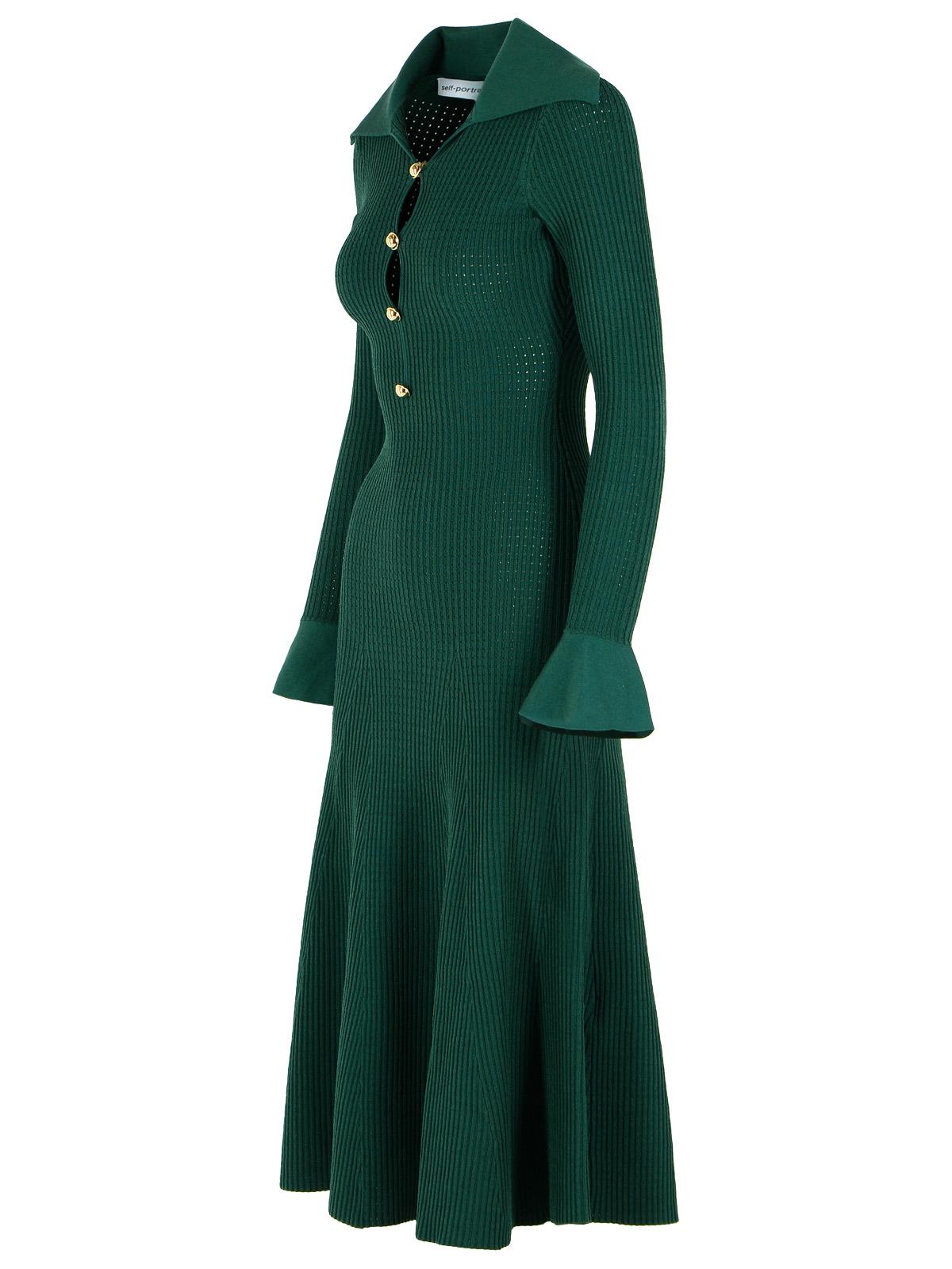 Self Portrait 'Keyhole' Dress In Green Viscose Blend Women SELF-PORTRAIT