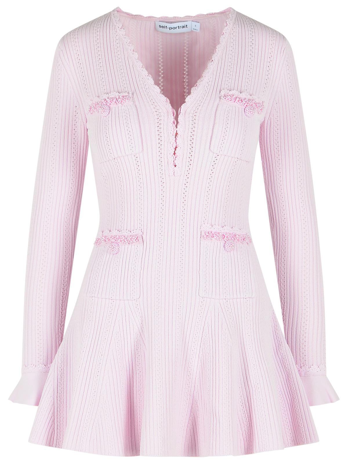 Self Portrait Pink Viscose Blend Mini Dress Women SELF-PORTRAIT