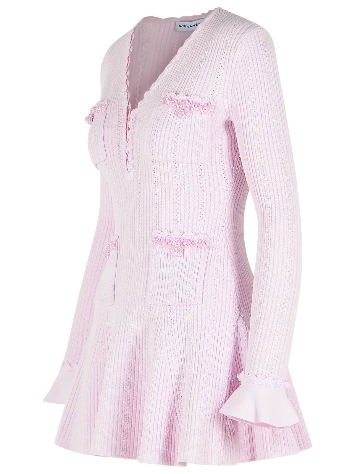 Self Portrait Pink Viscose Blend Mini Dress Women SELF-PORTRAIT