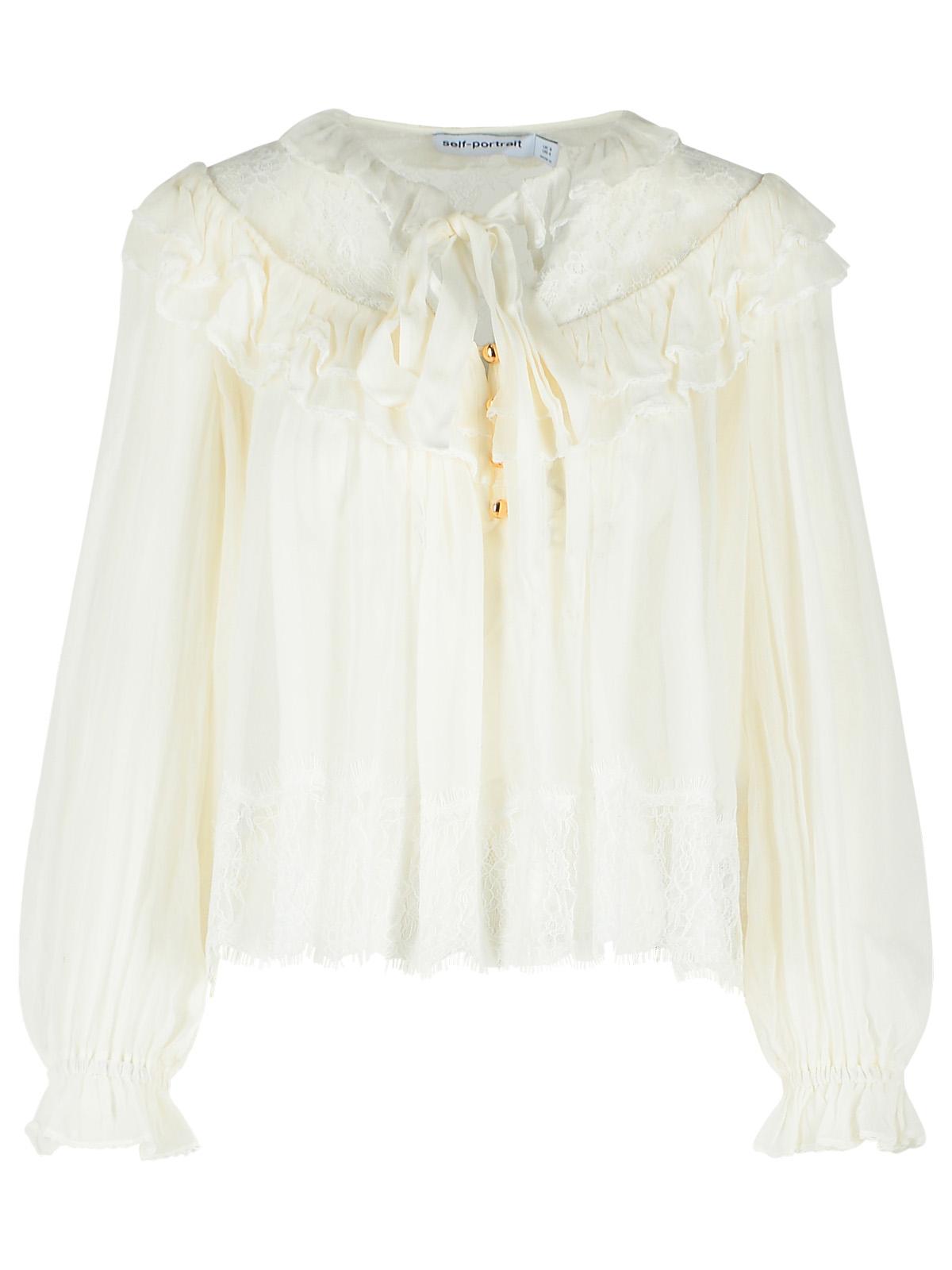 Self Portrait White Viscose Blouse Women SELF-PORTRAIT
