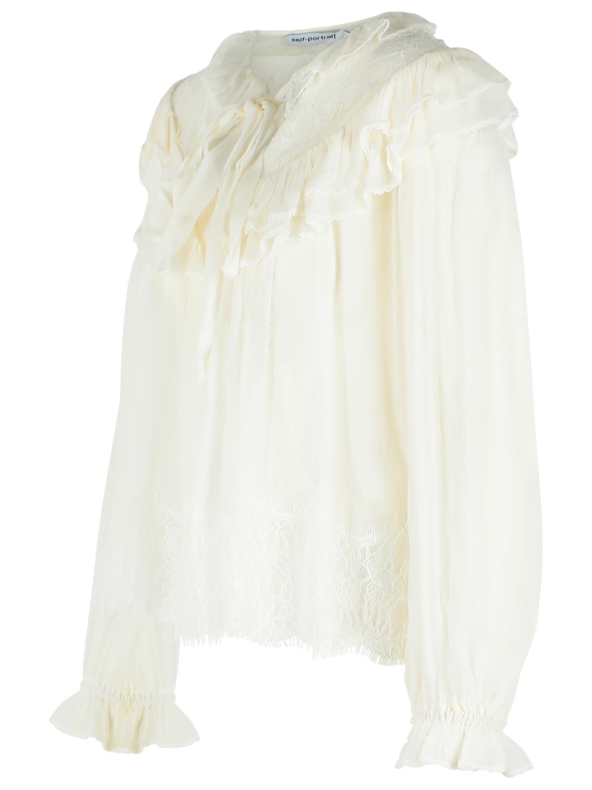 Self Portrait White Viscose Blouse Women SELF-PORTRAIT