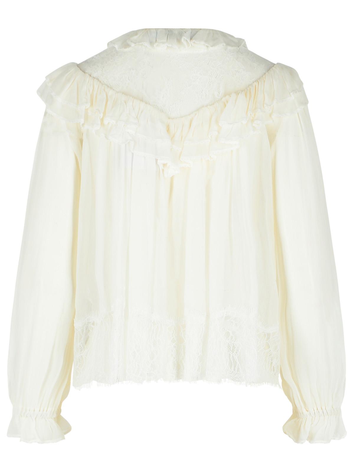 Self Portrait White Viscose Blouse Women SELF-PORTRAIT