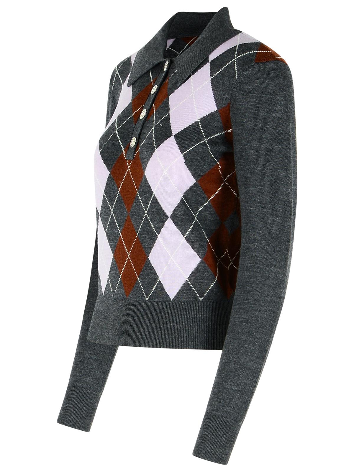 Self Portrait 'Argyle' Grey Wool Sweater Women SELF-PORTRAIT