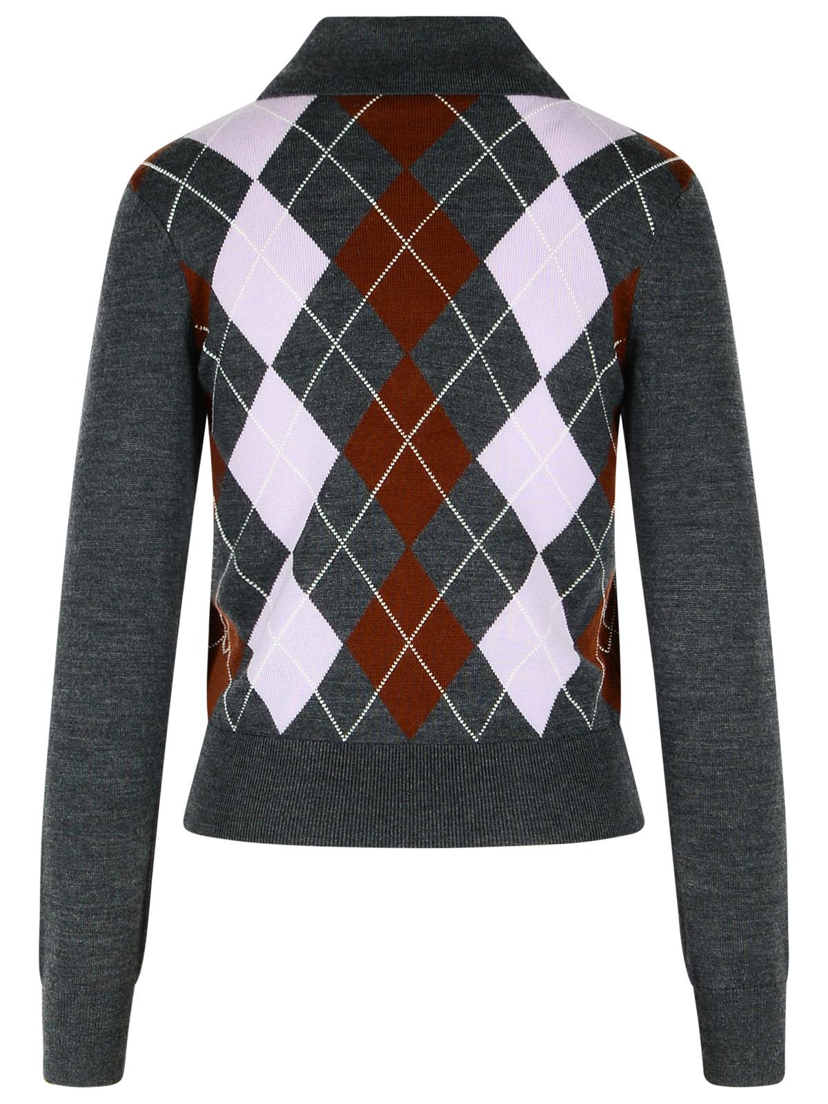 Self Portrait 'Argyle' Grey Wool Sweater Women SELF-PORTRAIT