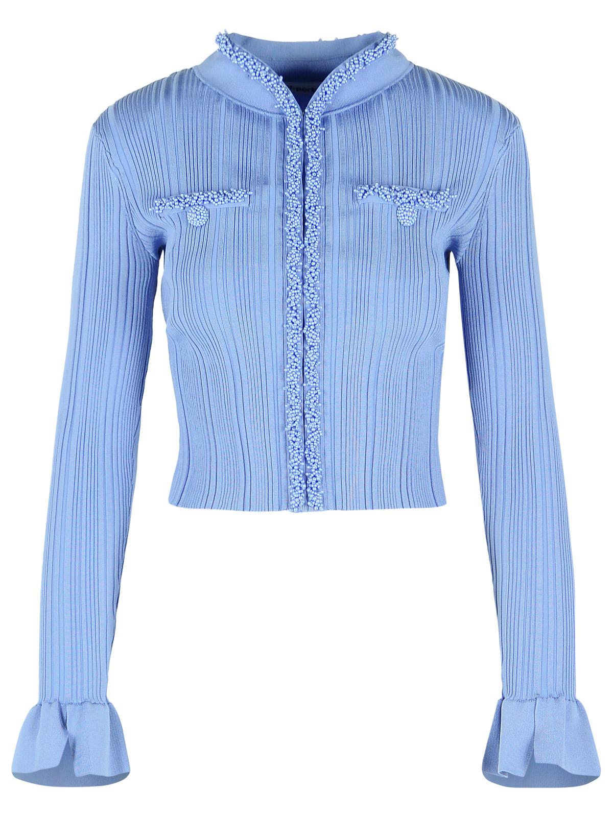 Self Portrait 'Pearl' Cardigan In Light Blue Viscose Blend Women SELF-PORTRAIT