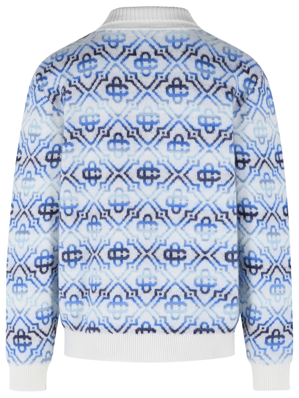 Casablanca Light Blue Wool Blend Sweater Men CASABLANCA