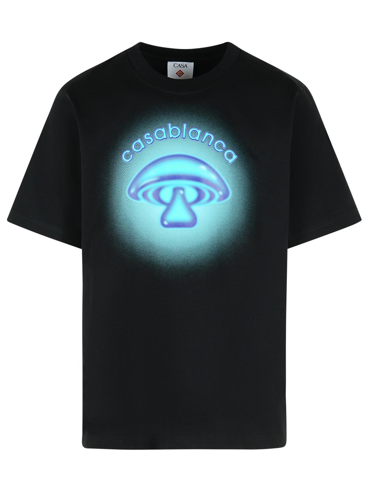 Casablanca 'Airbrush Mushroom' Black Cotton T-Shirt Men CASABLANCA