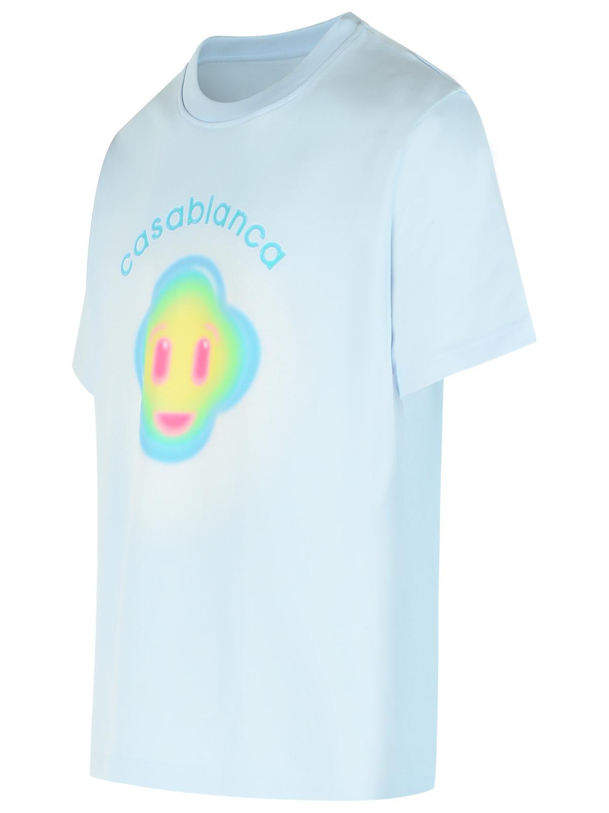 Casablanca 'Airbrush Smiley' Light Blue Cotton T-Shirt Men CASABLANCA