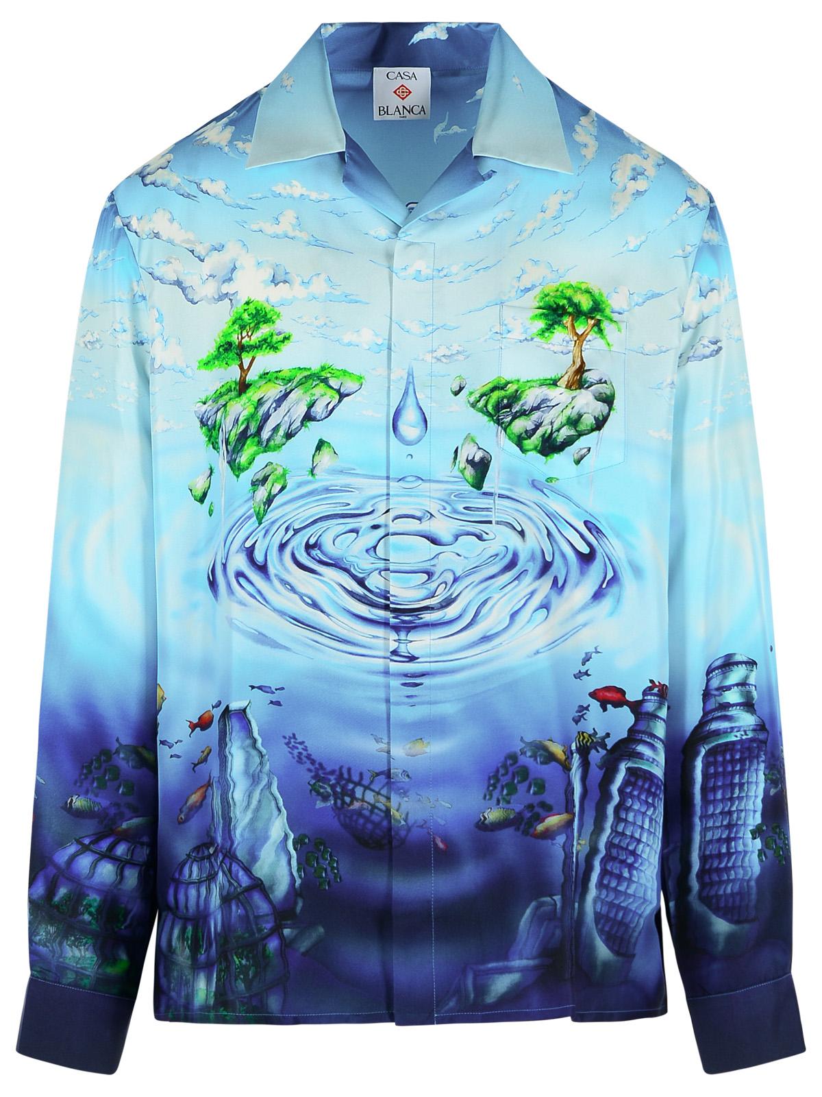 Casablanca 'Lost Atlantis' Blue Silk Shirt Men CASABLANCA