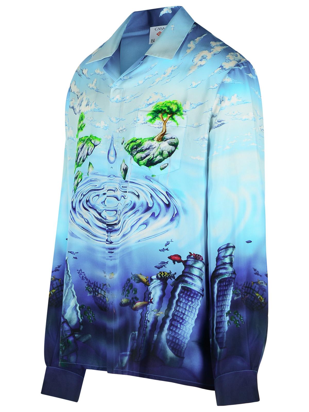Casablanca 'Lost Atlantis' Blue Silk Shirt Men CASABLANCA