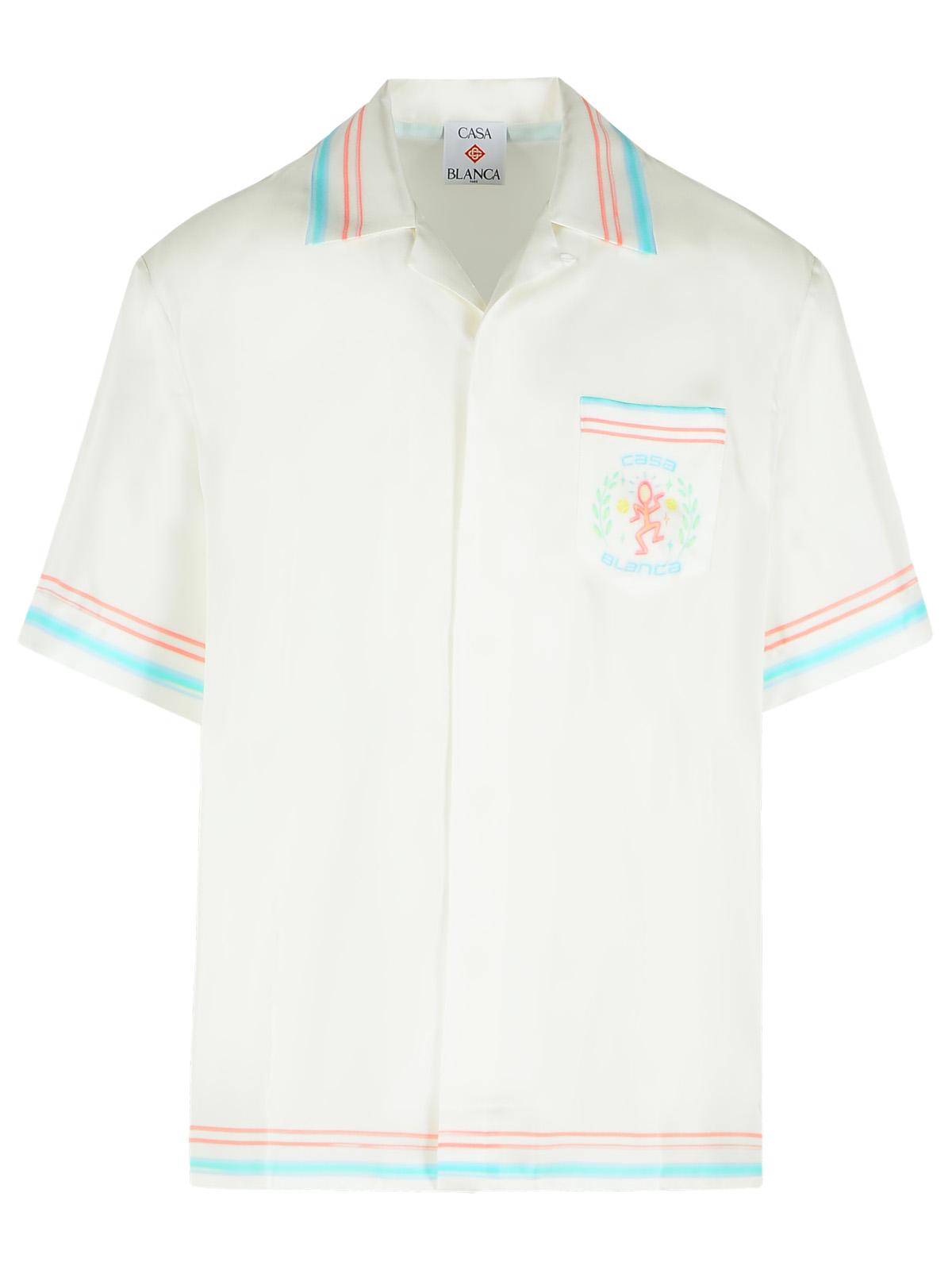 Casablanca 'Dance Joy' White Silk Shirt Men CASABLANCA