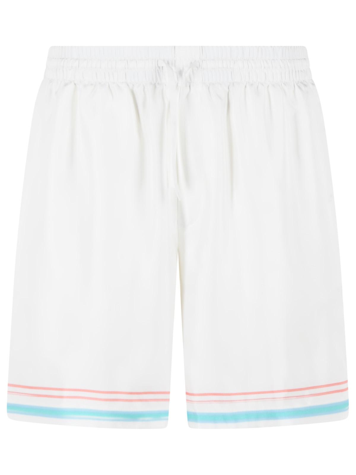 Casablanca 'Dance Joy' White Silk Twill Shorts Men CASABLANCA