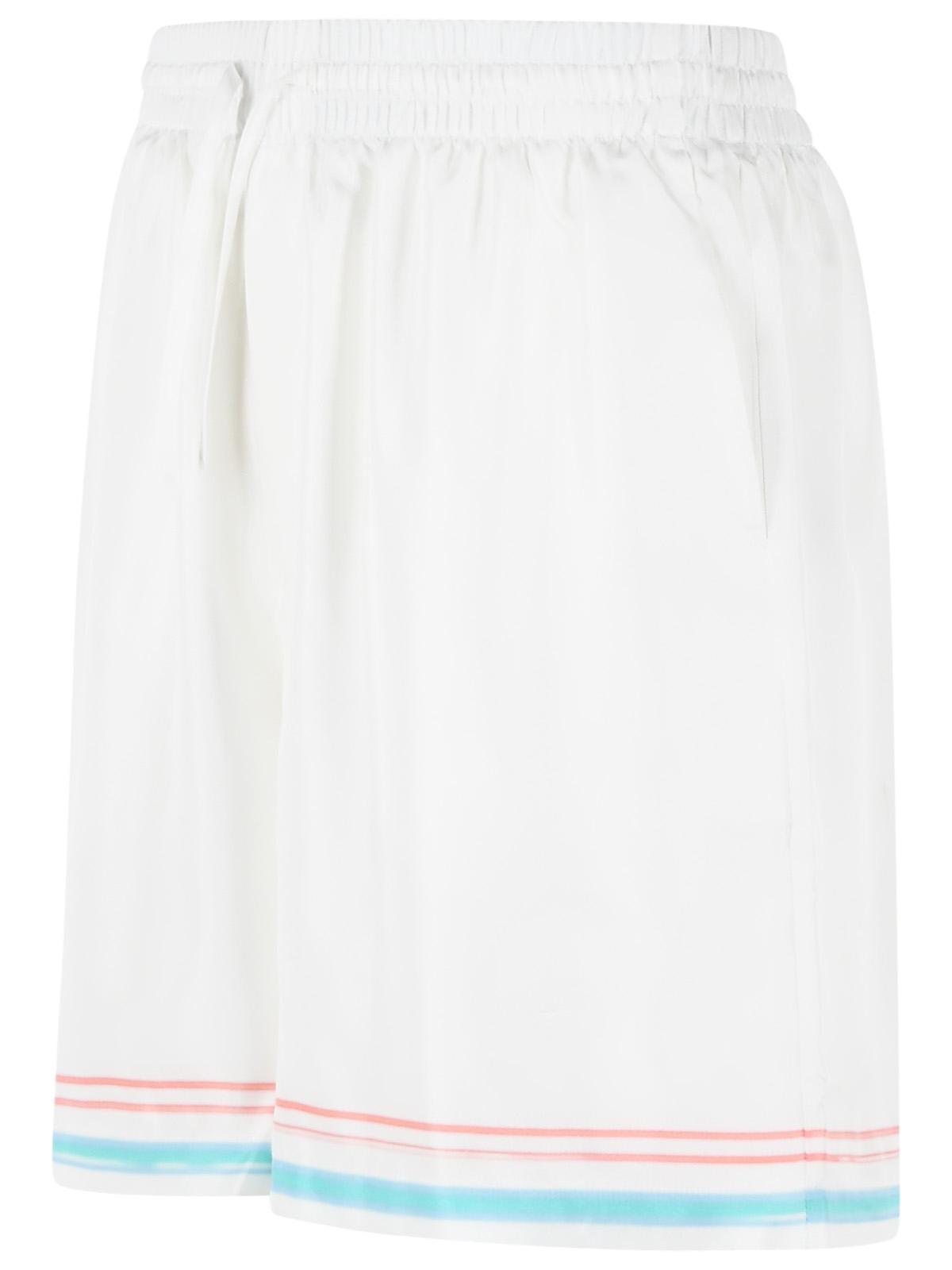 Casablanca 'Dance Joy' White Silk Twill Shorts Men CASABLANCA