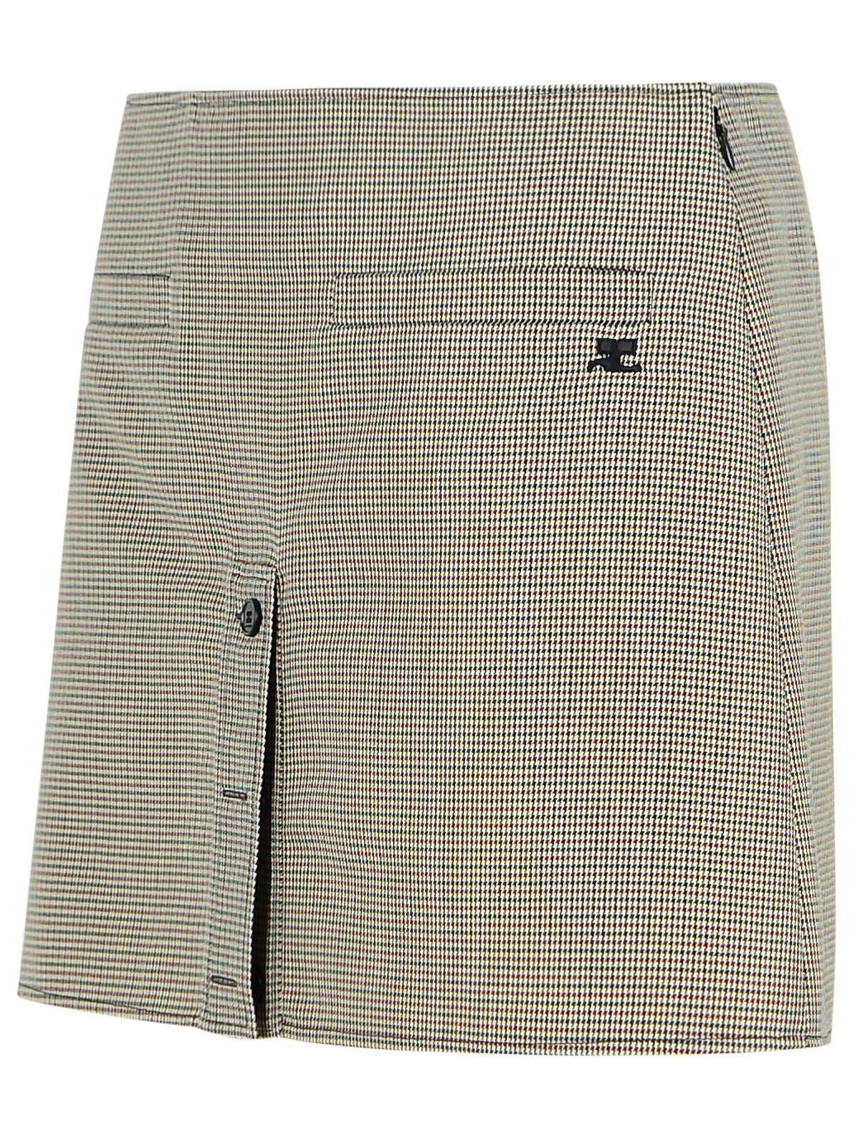 Courreges Beige Wool Blend Miniskirt Women COURREGES