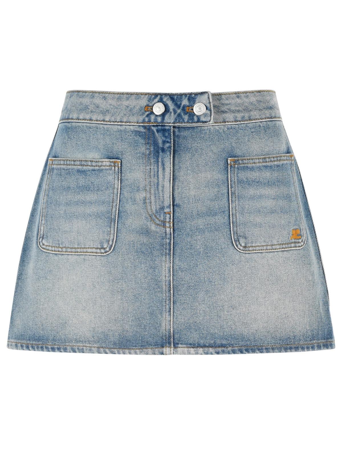 Courreges Light Blue Cotton Denim Miniskirt Women COURREGES