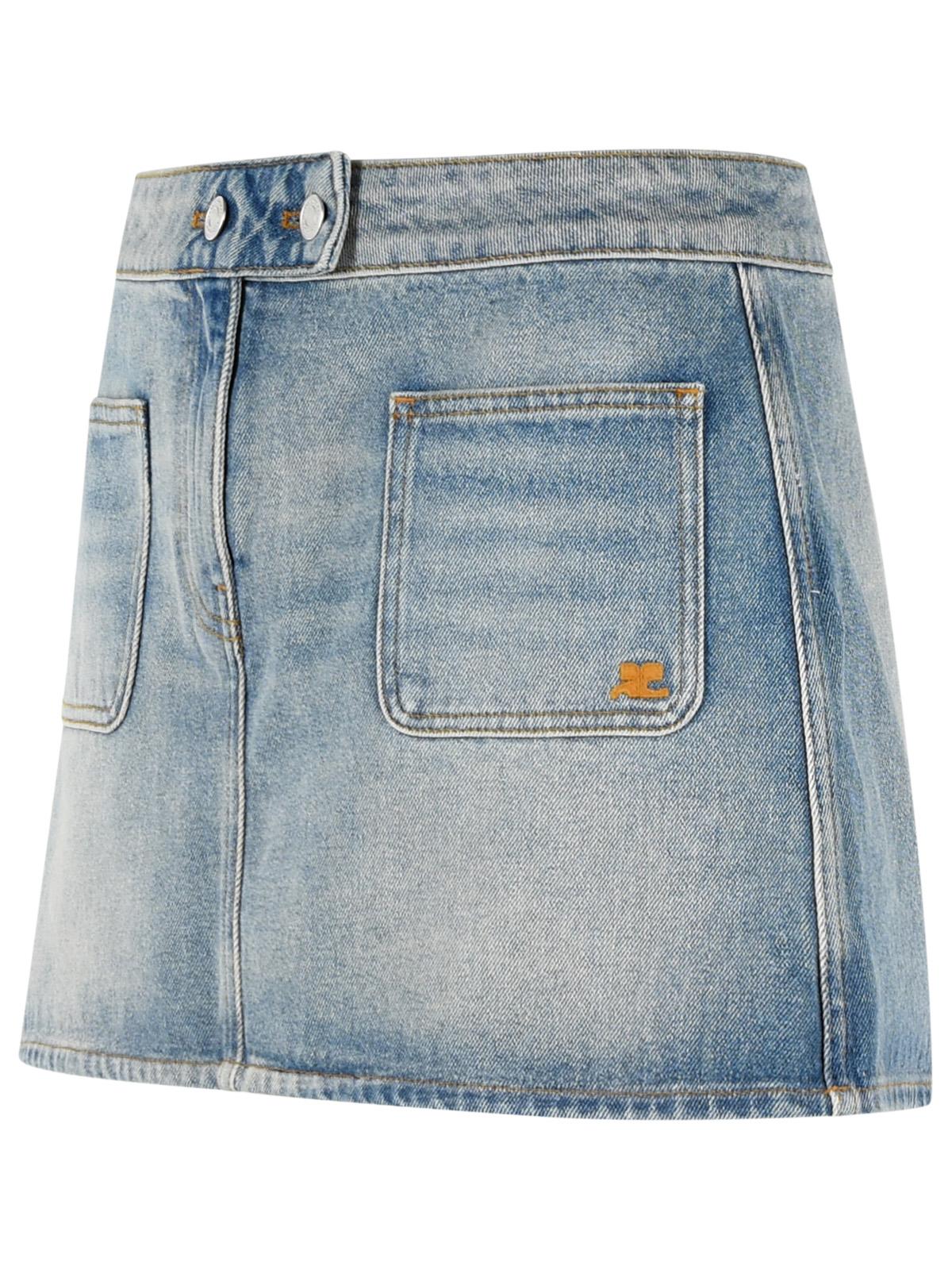 Courreges Light Blue Cotton Denim Miniskirt Women COURREGES