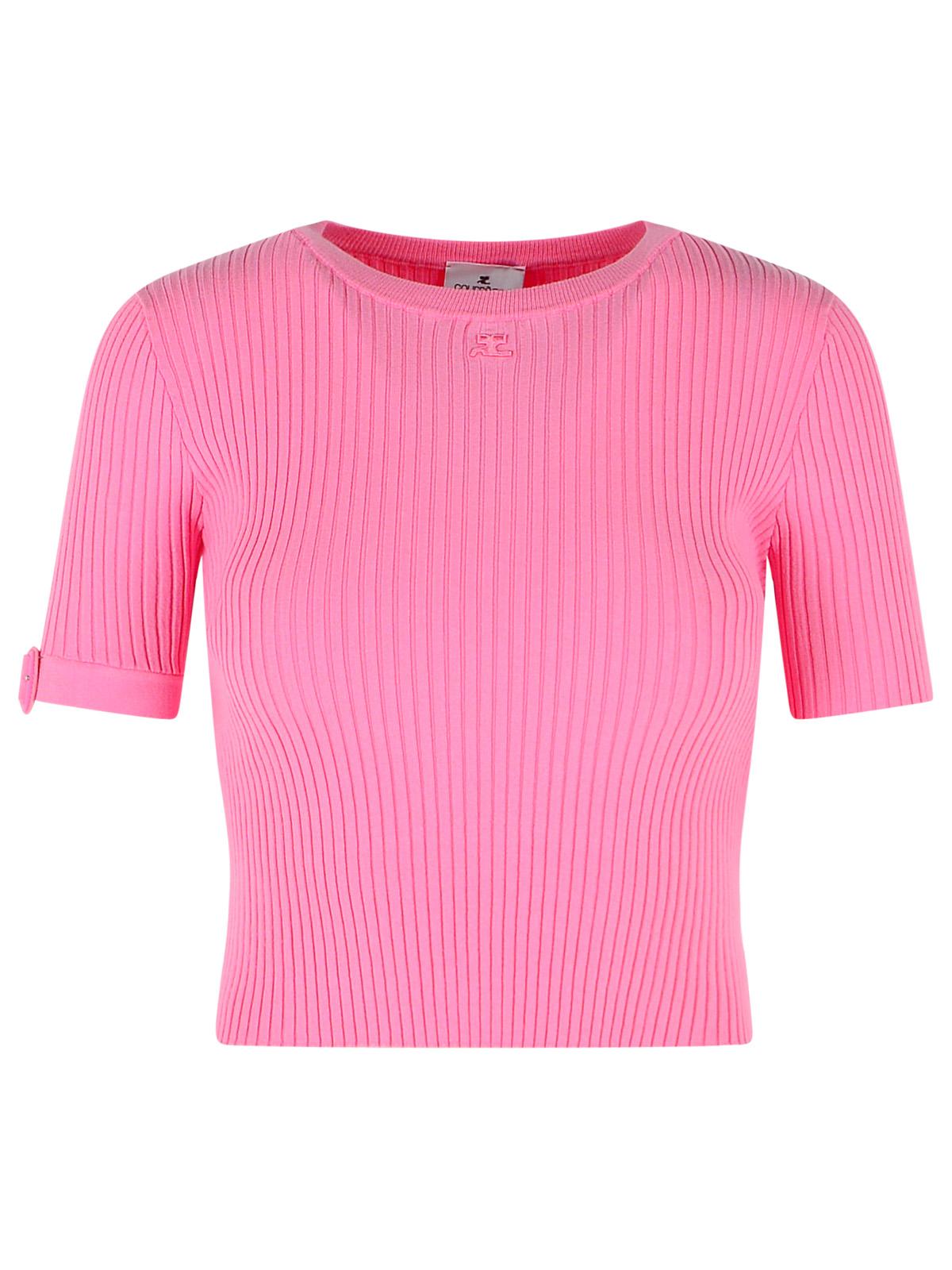 Courreges Pink Viscose Blend T-Shirt Women COURREGES