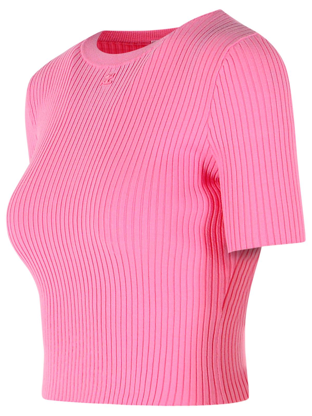 Courreges Pink Viscose Blend T-Shirt Women COURREGES