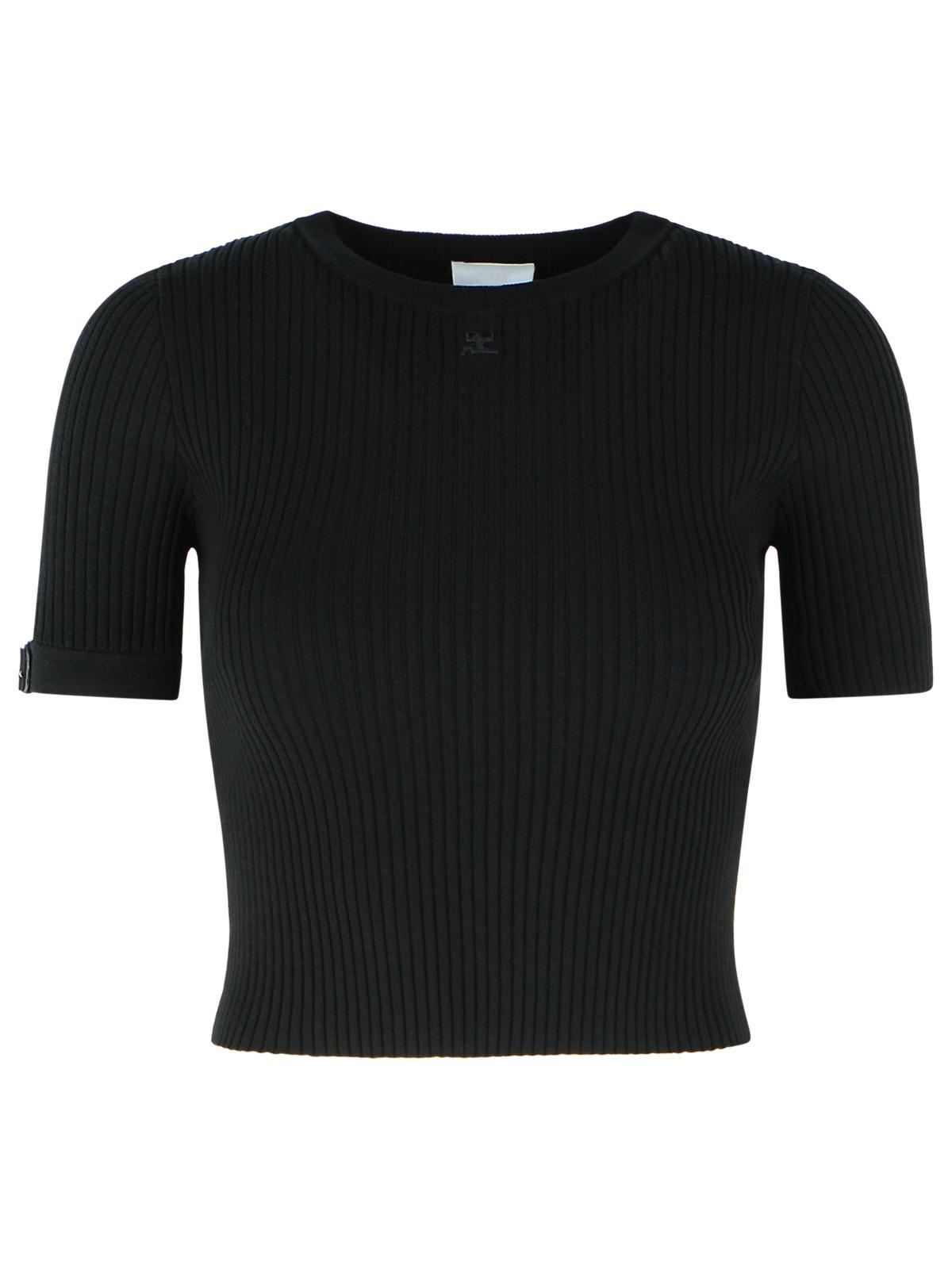 Courreges Black Viscose Blend T-Shirt Women COURREGES