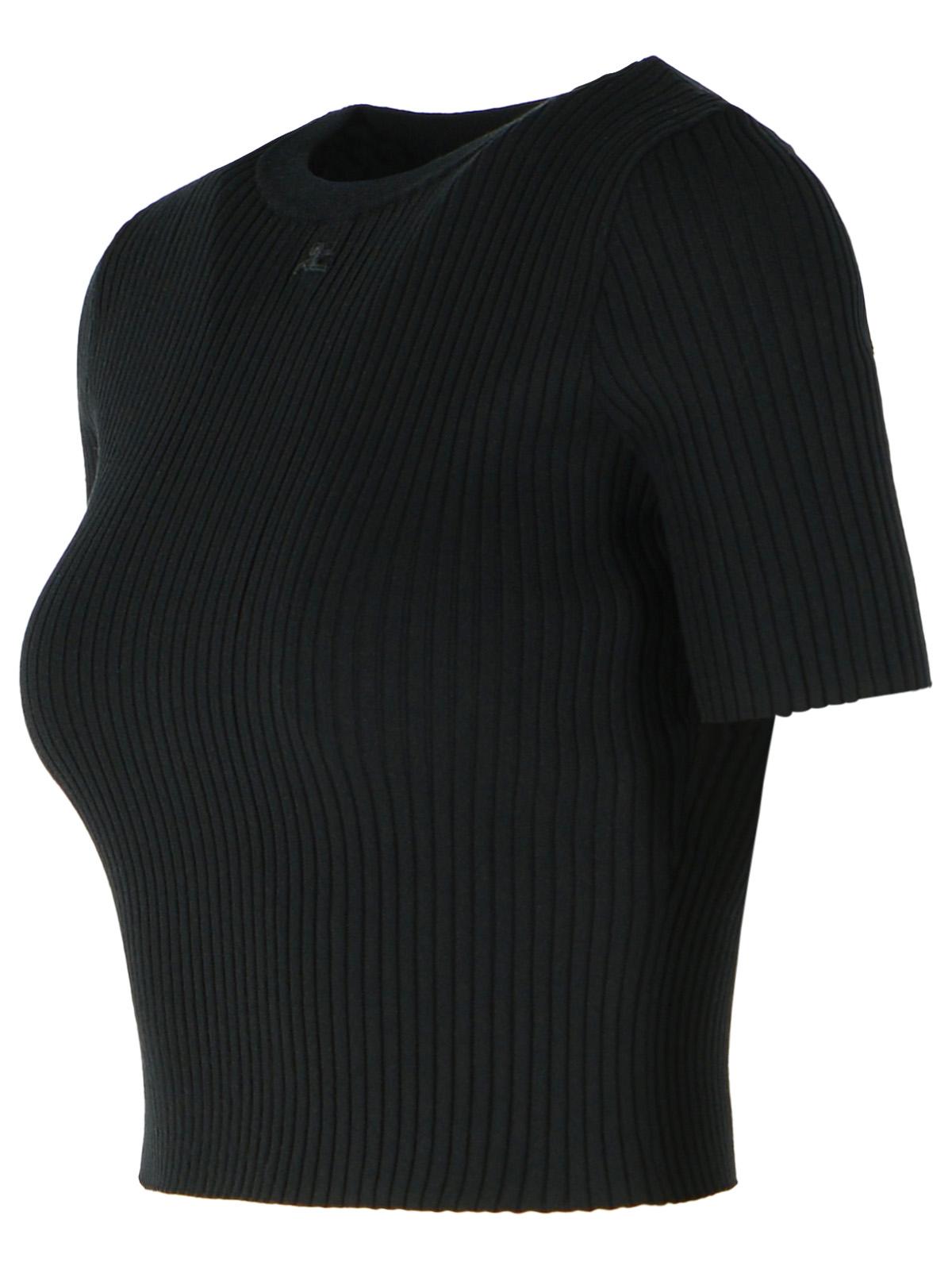 Courreges Black Viscose Blend T-Shirt Women COURREGES