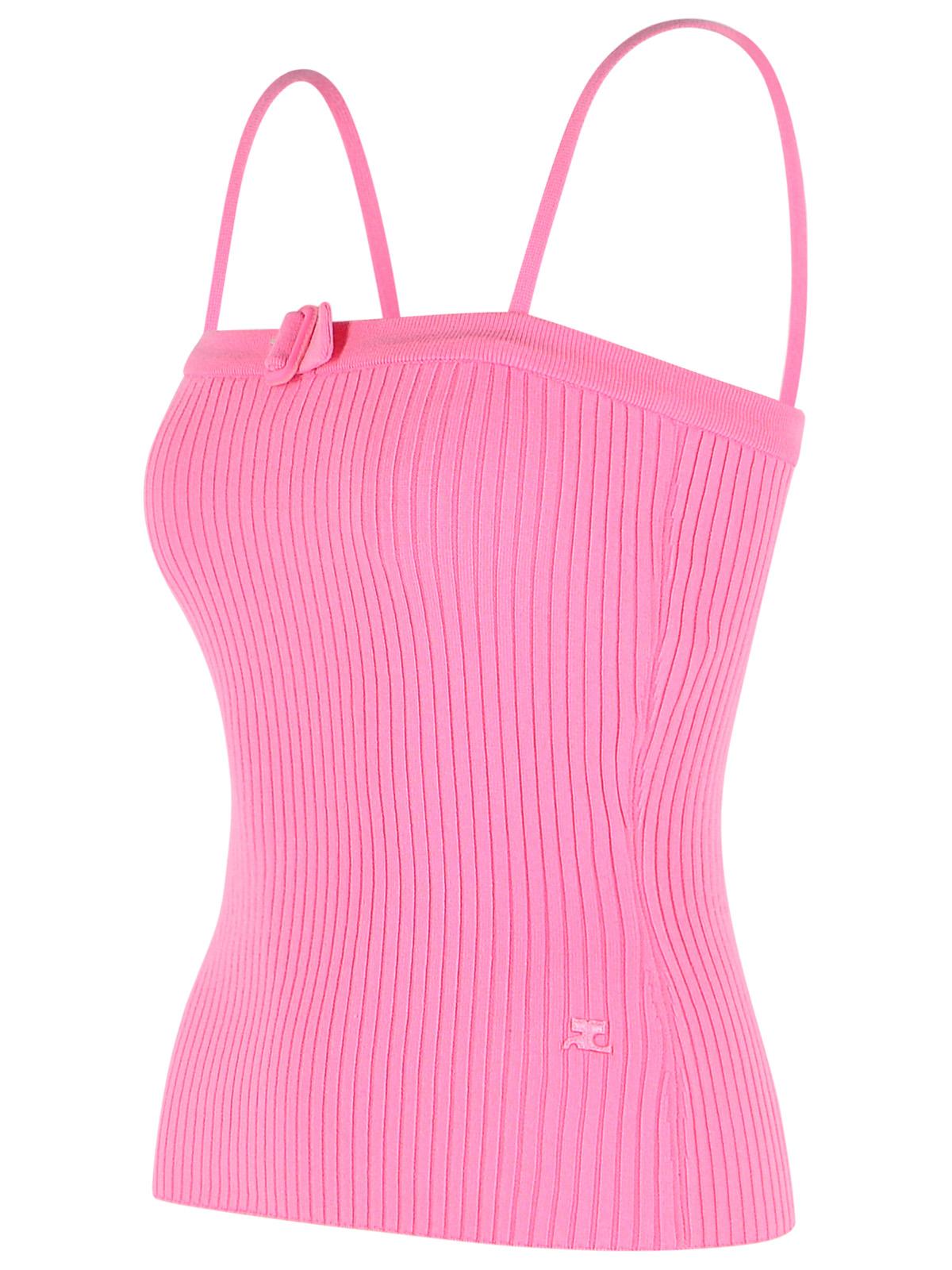 Courreges 'Buckle' Tank Top In Pink Viscose Blend Women COURREGES