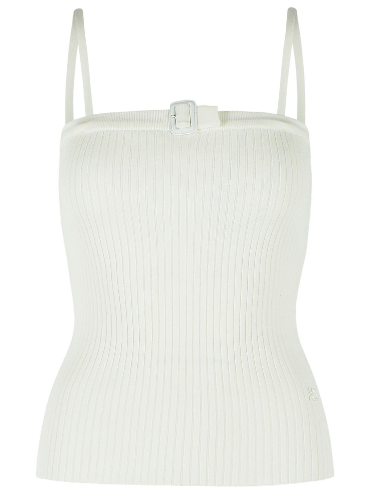 Courreges 'Buckle' Tank Top In White Viscose Blend Women COURREGES