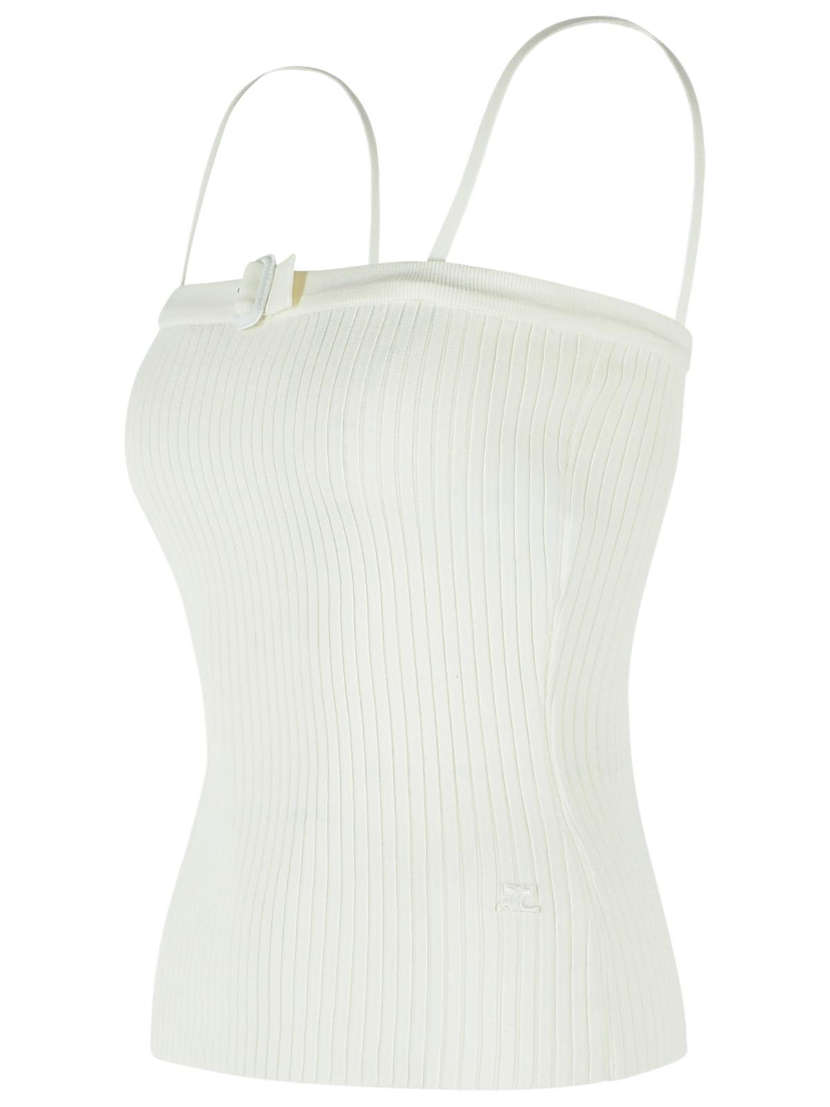 Courreges 'Buckle' Tank Top In White Viscose Blend Women COURREGES