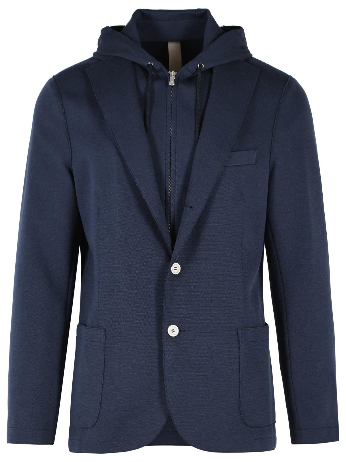 Eleventy Blue Cotton Blend Blazer Men ELEVENTY
