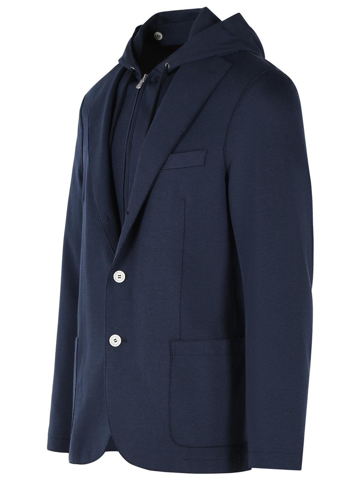 Eleventy Blue Cotton Blend Blazer Men ELEVENTY