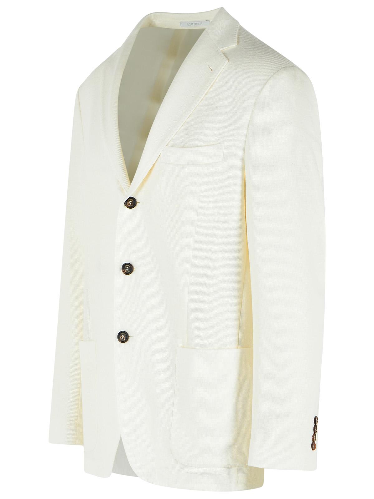 Eleventy Blazer In White Linen Blend Men ELEVENTY