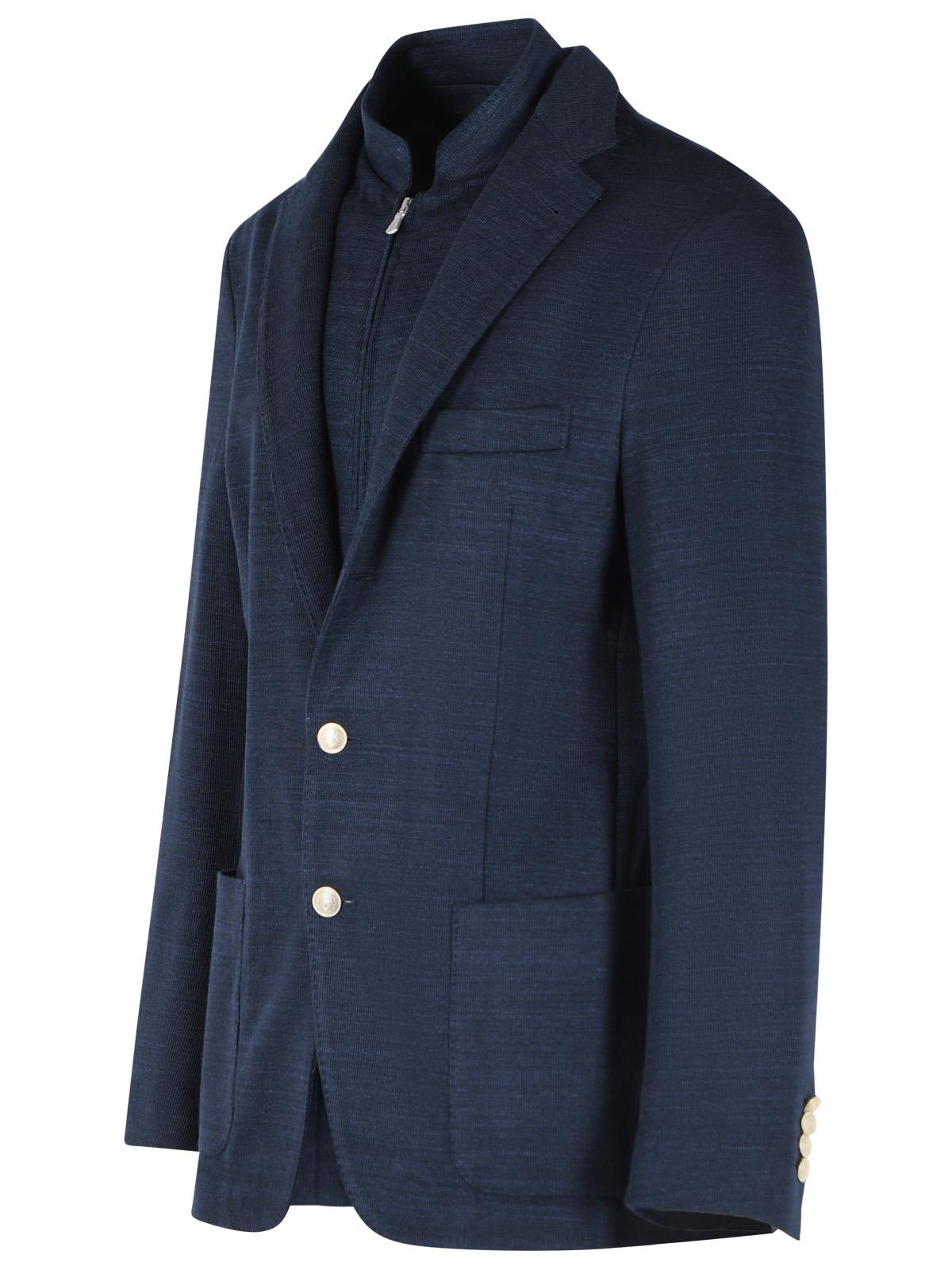 Eleventy Dark Blue Cotton Blend Blazer Men ELEVENTY