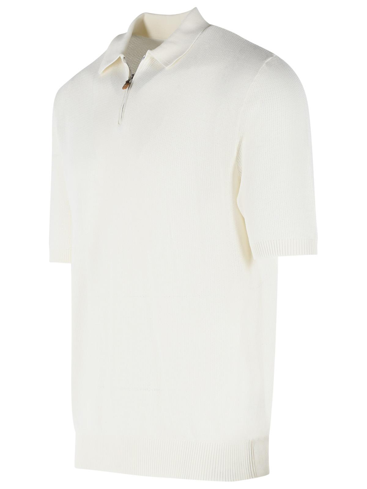 Eleventy Ivory White Cotton Polo Shirt Men ELEVENTY