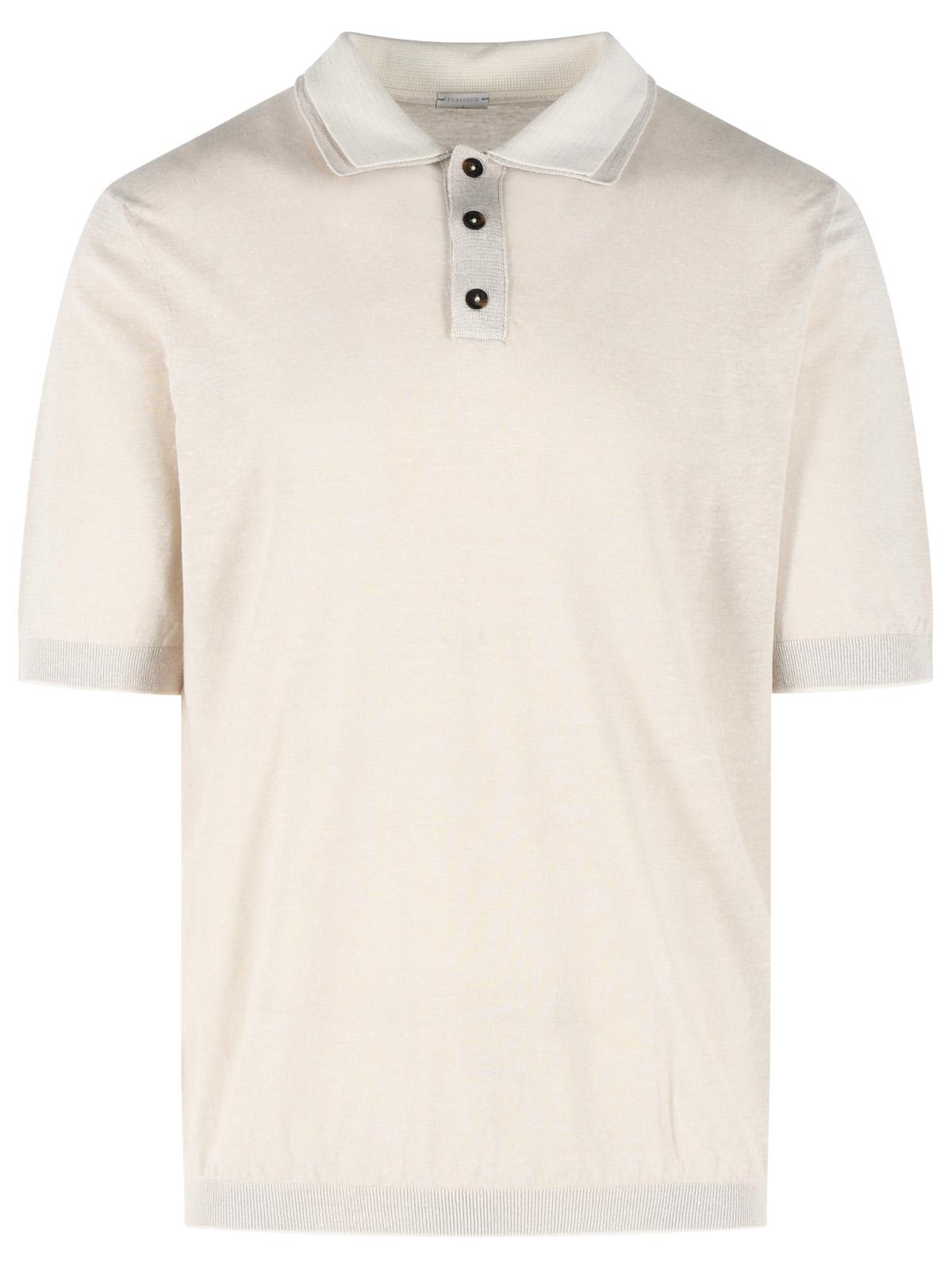 Eleventy Beige Linen Blend Polo Shirt Men ELEVENTY