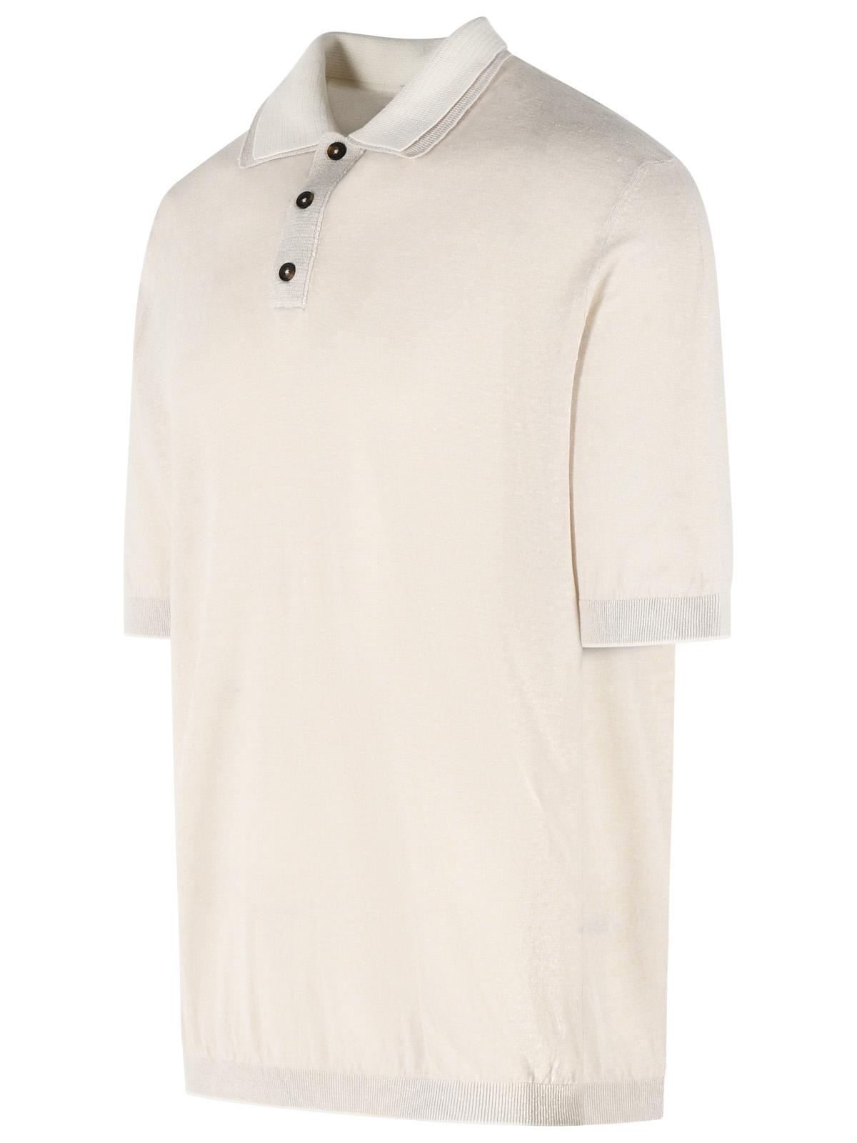 Eleventy Beige Linen Blend Polo Shirt Men ELEVENTY