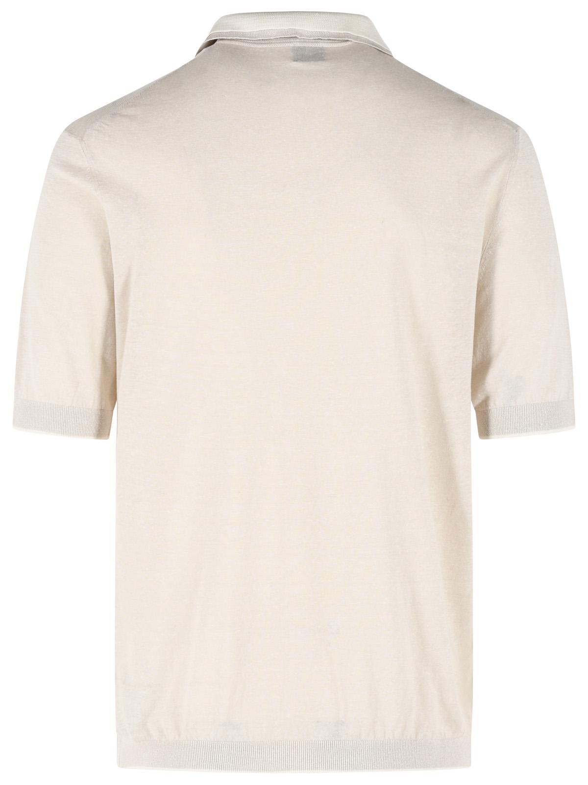 Eleventy Beige Linen Blend Polo Shirt Men ELEVENTY