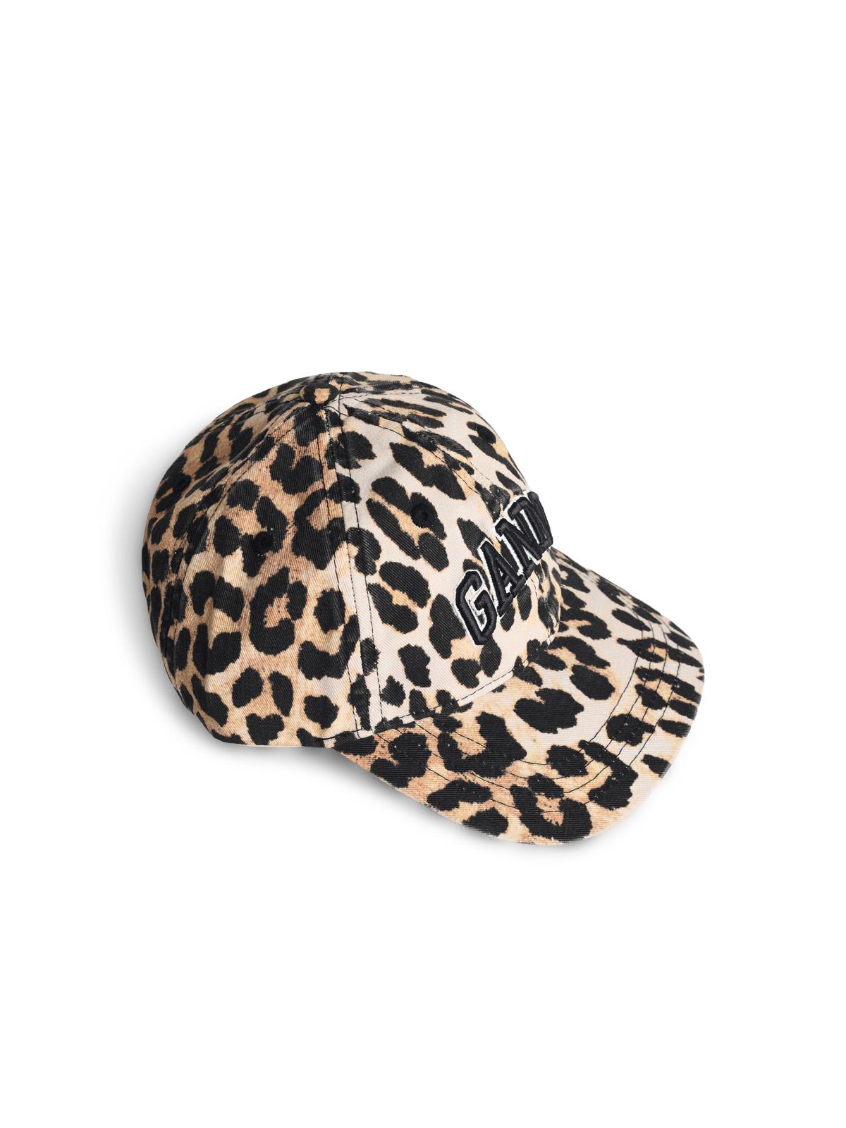 Ganni Leopard Print Cotton Cap Women GANNI